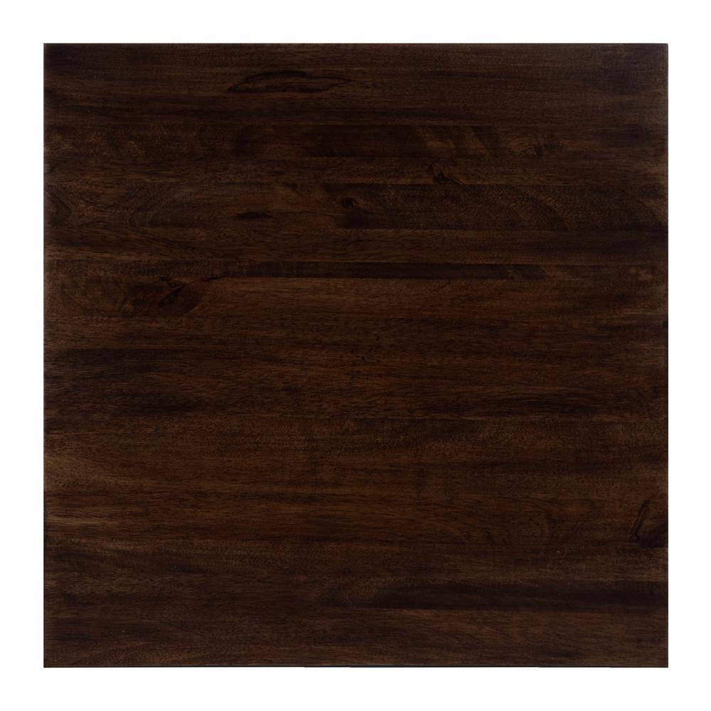 Triangular Mango Wood & Metal End Table with Storage - Coffee