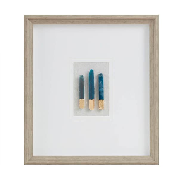 Unbranded 1 Piece Blue Natural Agate Double Mat Shadow Box Wall Decor Blue