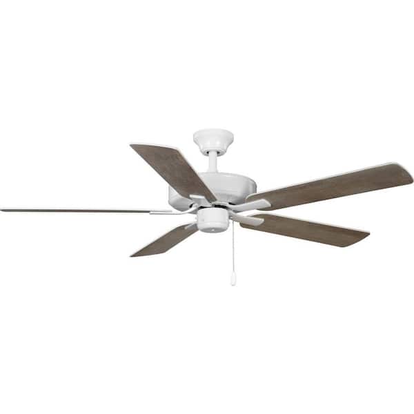 Progress Lighting AirPro Builder Fan 52 in. Indoor White Transitional Ceiling Fan with Remote Included for Great Room and Living Room