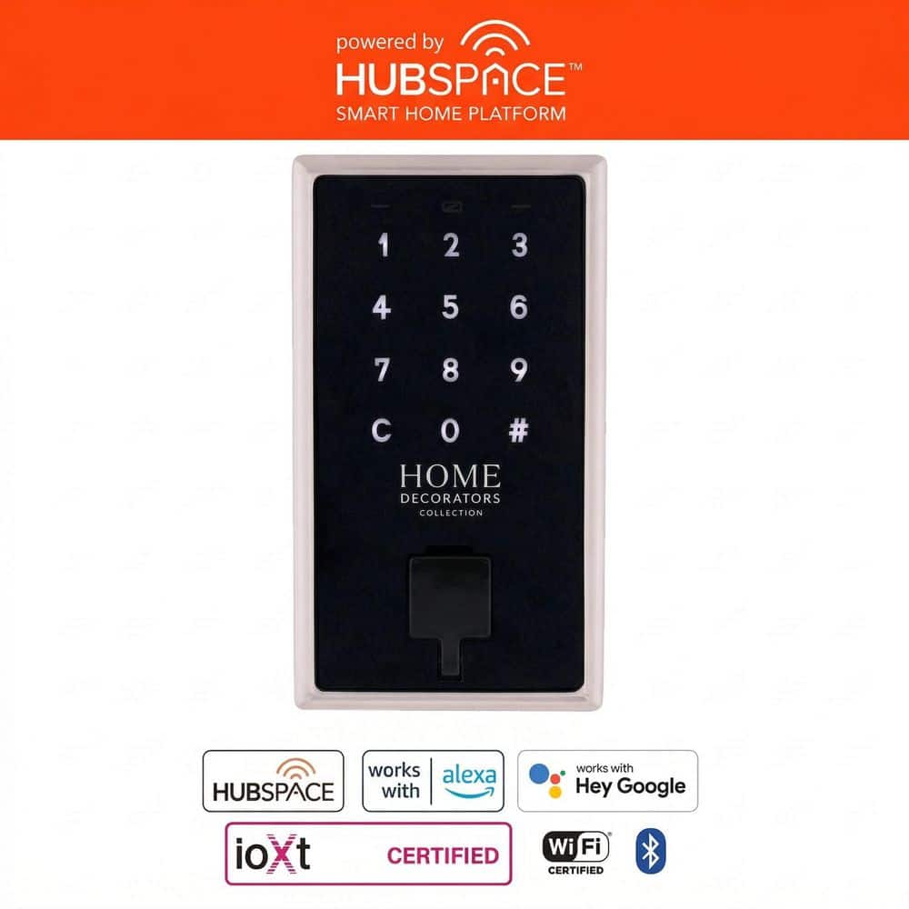 Touchscreen Satin Nickel Electronic Single Cylinder Deadbolt Wi-Fi Enabled Powered by Hubspace