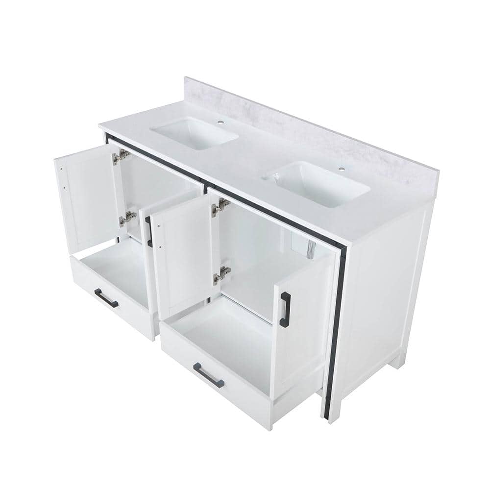 Ziva 60-Inch White Double Sink Freestanding Bathroom Vanity with Quartz Top