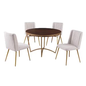 Stoke Moon Dining Room Set 5-Piece Brown Wood Top Table Set Seats 4