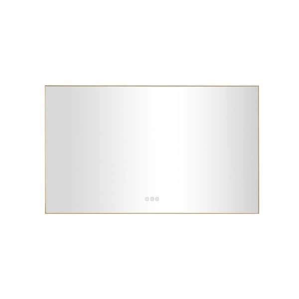 Unbranded 60 in. W x 36 in. H Large Rectangular Frameless Anti-Fog Memory Wall Bathroom Vanity Mirror in Gold