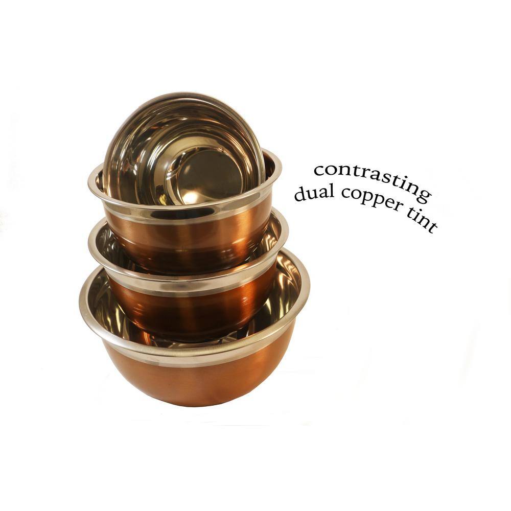 4-Piece Copper and Stainless Steel Mixing Bowl Set