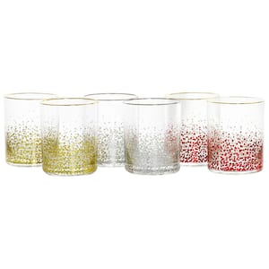 California Designs Audrey Hill 6 Piece 13.5oz Double Old Fashion Glass Set in Assorted Colors