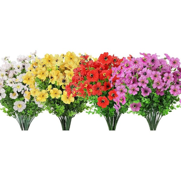 Unbranded 13 in. Multi-Colored Outdoor Artificial Eucalyptus Flowers UV Resistant 24 Bundles