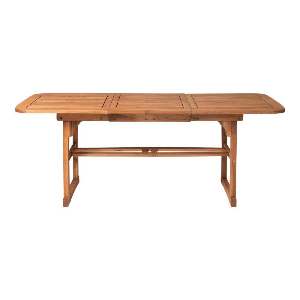 Modern Brown Slat-Top Rectangular Acacia Wood Outdoor Dining Table with Extendable Hide-Away Butterfly Leaf in Center price history on PriceWatchPro