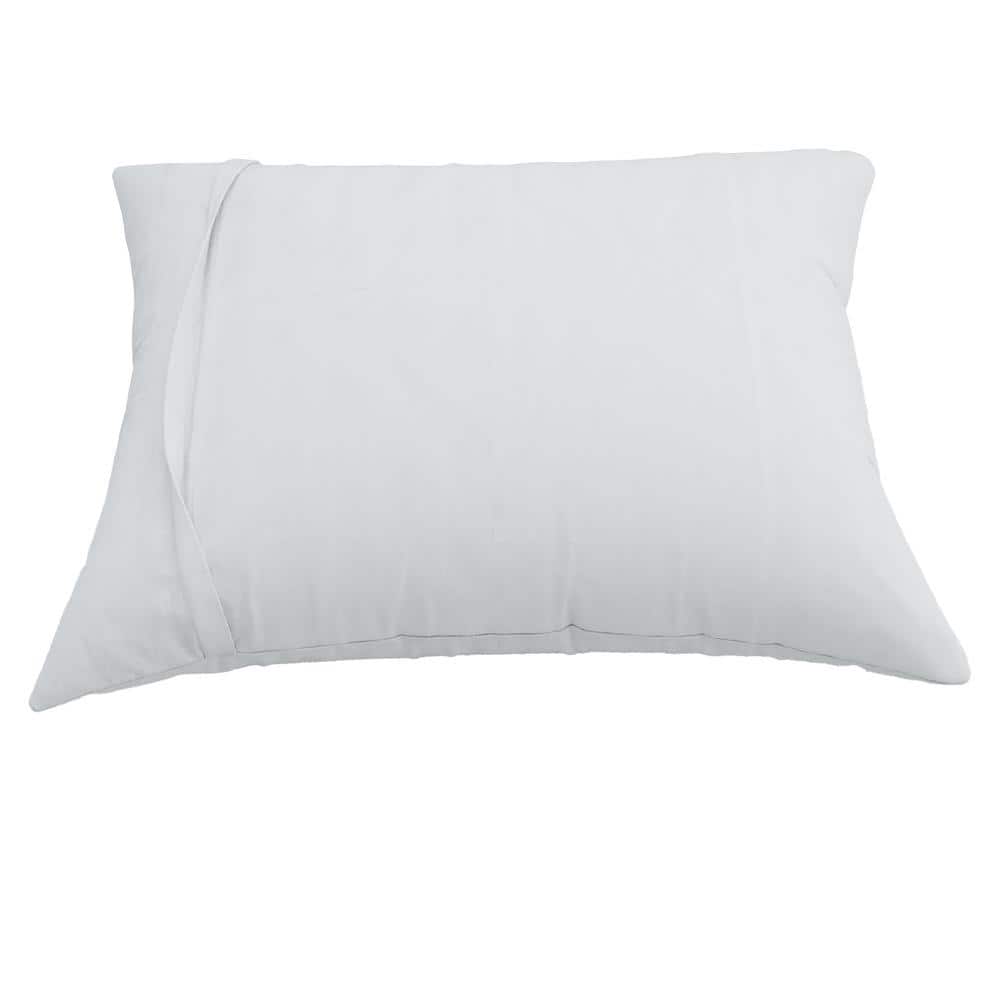 White Cotton and Polyester Hypoallergenic Pillow Protector, Standard/Queen