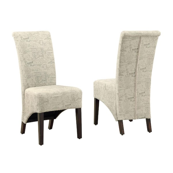 HomeRoots Jasmine Beige, Cappuccino Fabric Cushioned Parsons Chair (Set of 2)