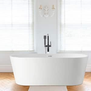 Bordeaux 67 in. Acrylic Flatbottom Freestanding Bathtub in White/Polished Chrome