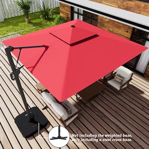 10 ft. Aluminum and Steel Cantilever Outdoor Patio Umbrella in Red