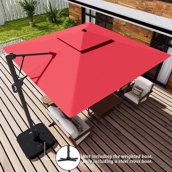 Boyel Living 10 ft. Aluminum and Steel Cantilever Outdoor Patio Umbrella in Red