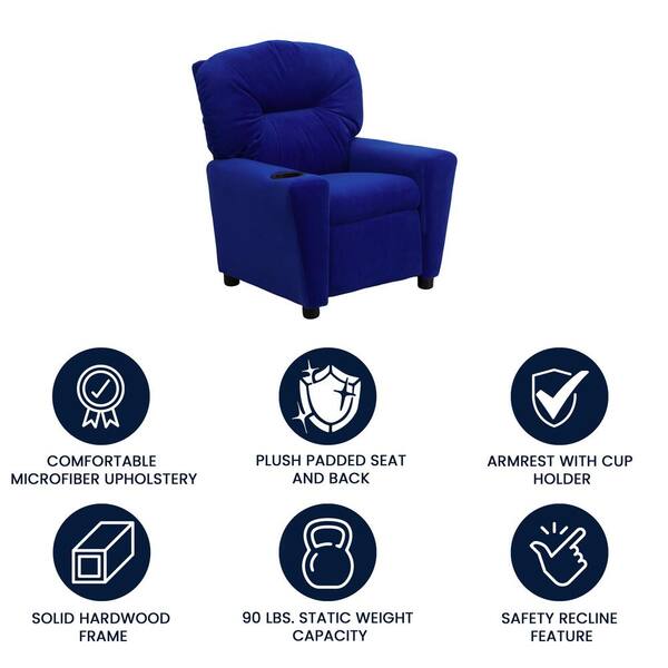 Flash Furniture 19-in Blue Upholstered Kids Accent Chair Flash Furniture 19-in Blue Upholstered Kids Accent Chair