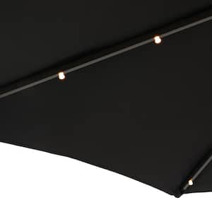 7.5 ft. Steel Solar Patio Market Umbrella with Push Button Tilt and Crank Lift in Black