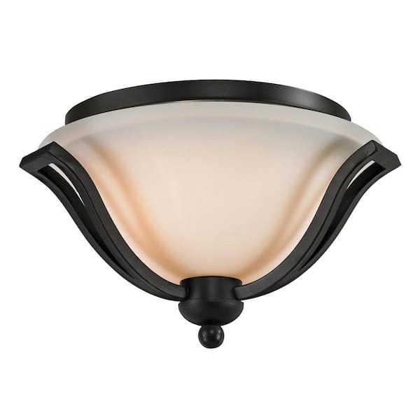 Unbranded Lawrence 2-Light Matte Black Incandescent Ceiling Flush Mount