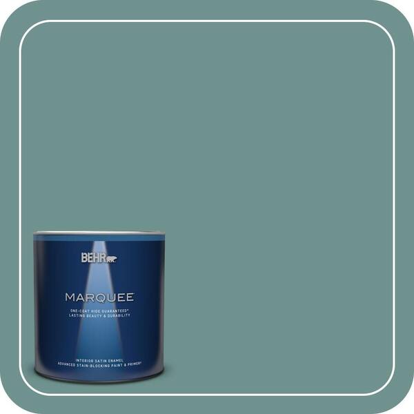 BEHR MARQUEE 1 qt. #ECC-60-3 Pool Tide Satin Enamel Interior Paint & Primer