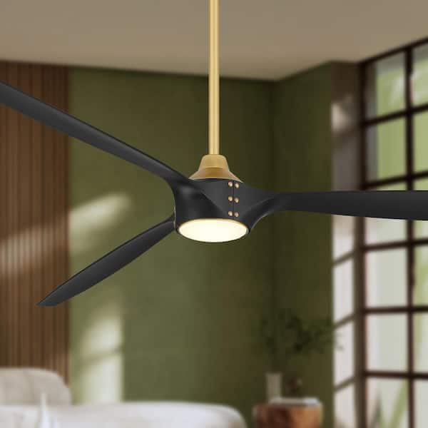 Pierce-84 84 in. Smart Indoor Legacy Brass Low Profile Ceiling Fan with Integrated LED, Remote Control Included