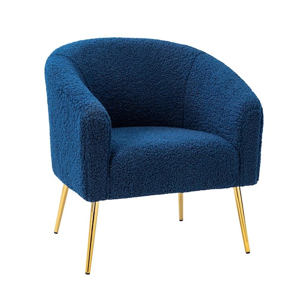 JAYDEN CREATION Bolzano Navy Barrel Chair with Metal Legs