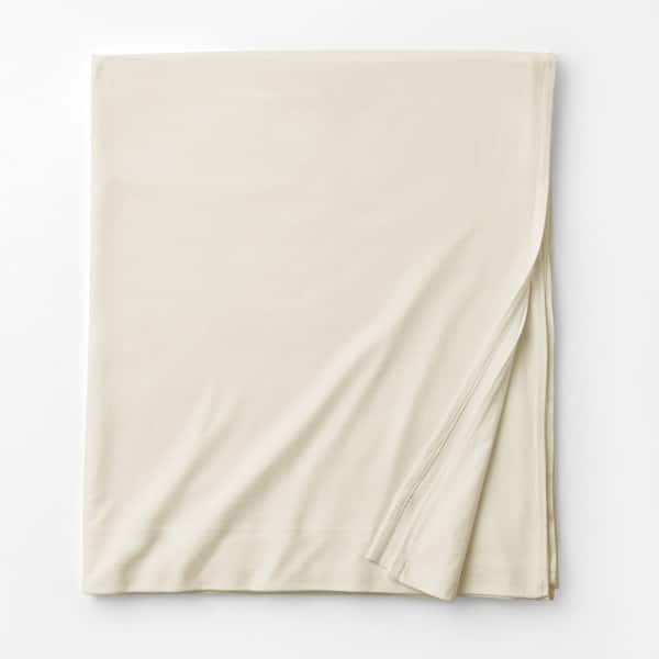 The Company Store Organic Cotton Jersey Knit Natural Solid Twin Flat Sheet