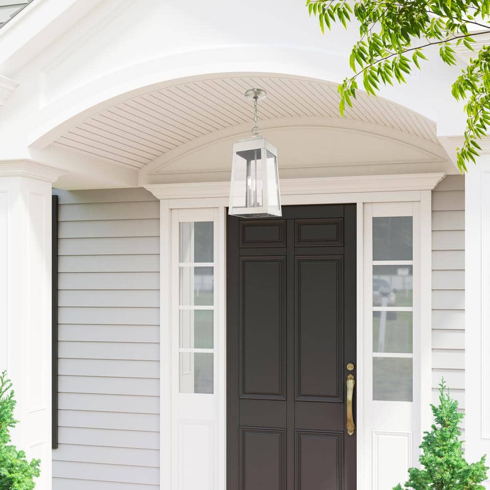 Oslo Brushed Nickel 3-Light Indoor/Outdoor Pendant with Clear Glass