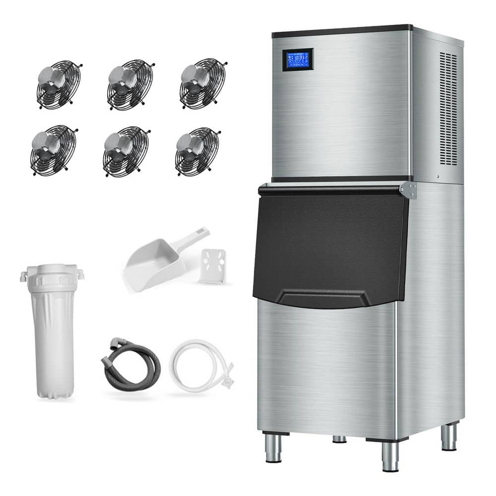 22 in. 550LBS/24H Split Commercial Ice Maker 234 Ice Cubes/Cycle with 300LBS Large Storage Bin in Stainless Steel