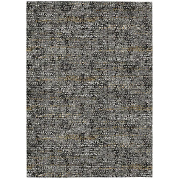 Chantille Machine Washable Indoor/Outdoor Abstract ACN2641 Black 10 ft. x 14 ft. Area Rug