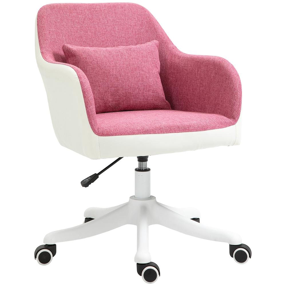 Vinsetto Pink Linen-feel Fabric Mid-Back Ergonomic Massage Office Chair  with 2-Point Lumbar Massage and Adjustable Height 921-413V80PK - The Home  Depot