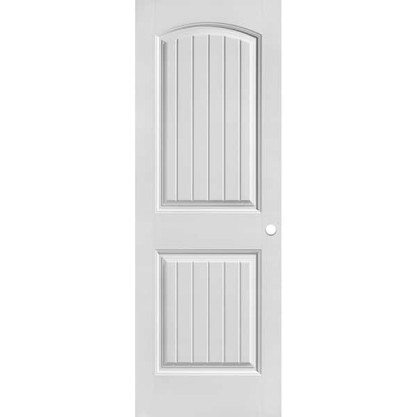 Masonite 28 in. x 80 in. Cheyenne Smooth 2-Panel Camber Top Plank Hollow Core Primed Composite Interior Door Slab