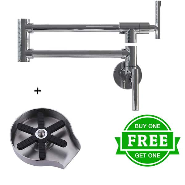 BWE Wall Mounted Pot Filler Bundle Glass Rinser in Brushed Nickel
