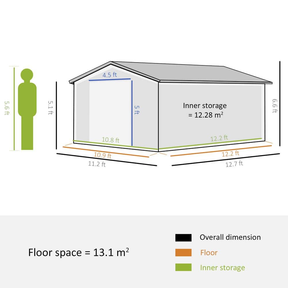 Large Brown and Yellow Metal Storage Shed with Windows