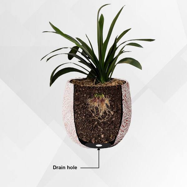 19.3 in., 15.4 in. and 12.2 in.H Tall Beige and Golden Fiberstone/Cement Indoor Outdoor Planters (Set of 3)