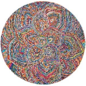 Nantucket Multi 4 ft. x 4 ft. Round Floral Abstract Area Rug