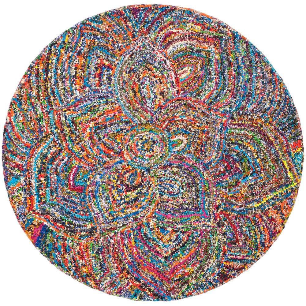 Safavieh Nantucket Multi 6 Ft. X 6 Ft. Round Floral Abstract Area Rug 