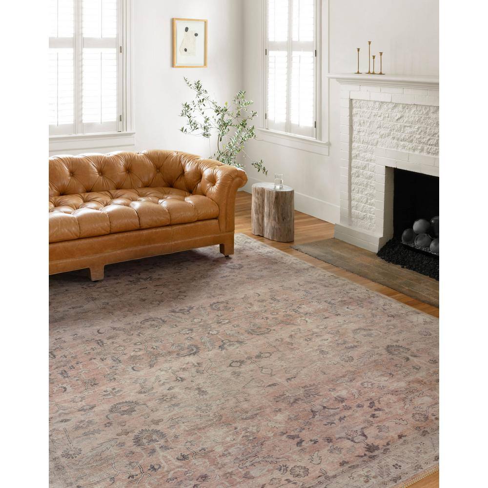 Ivory and Blush Oriental Synthetic 4' x 6' Reversible Rug