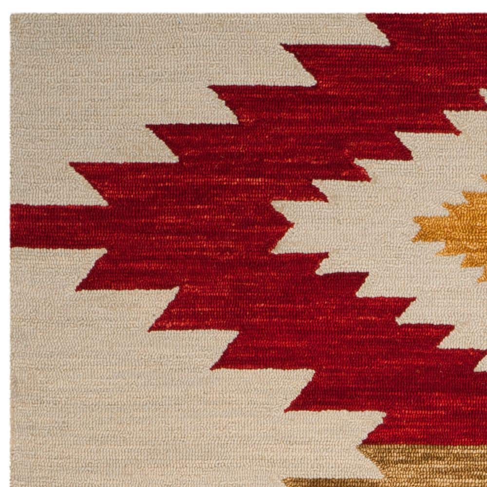 Ivory Geometric Tufted Wool Square Area Rug 8' x 10'
