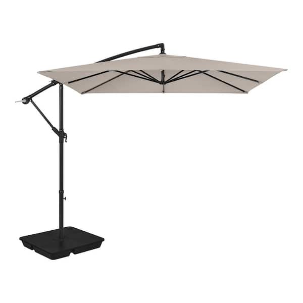 StyleWell 8 ft. Steel Cantilever Patio Umbrella in Riverbed Brown