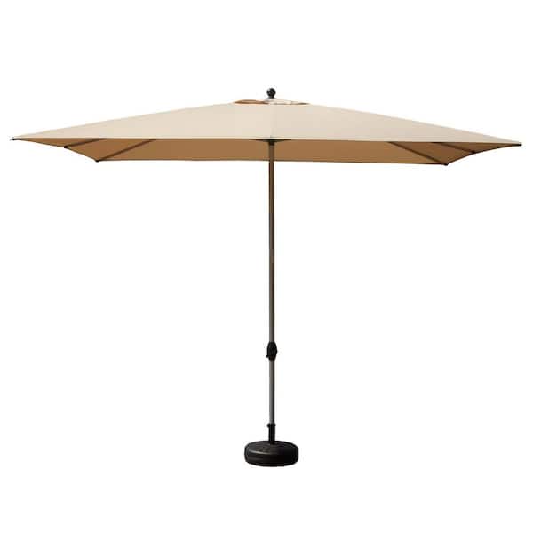 11 ft. Patio Umbrella in Beige Crank Lift, UV Protection Canopy for Garden, Deck, or Poolside (Stand Not Included)