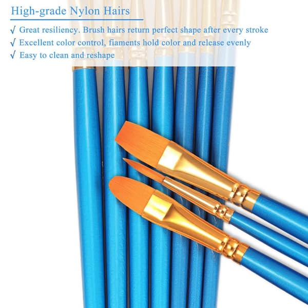 Dyiom 32 Pcs Flat Paint Brush Set, Nylon Hair Small Brush Bulk for Detail  Painting 373572960 - The Home Depot