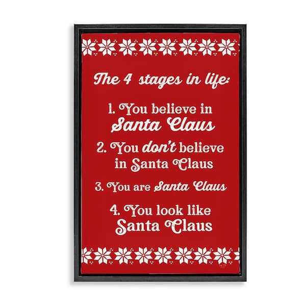 Santa Claus Four Stages in Life by Lux + Me Designs 1 Piece Black Floater Frame Typography Art Print 25 in. x 17 in.