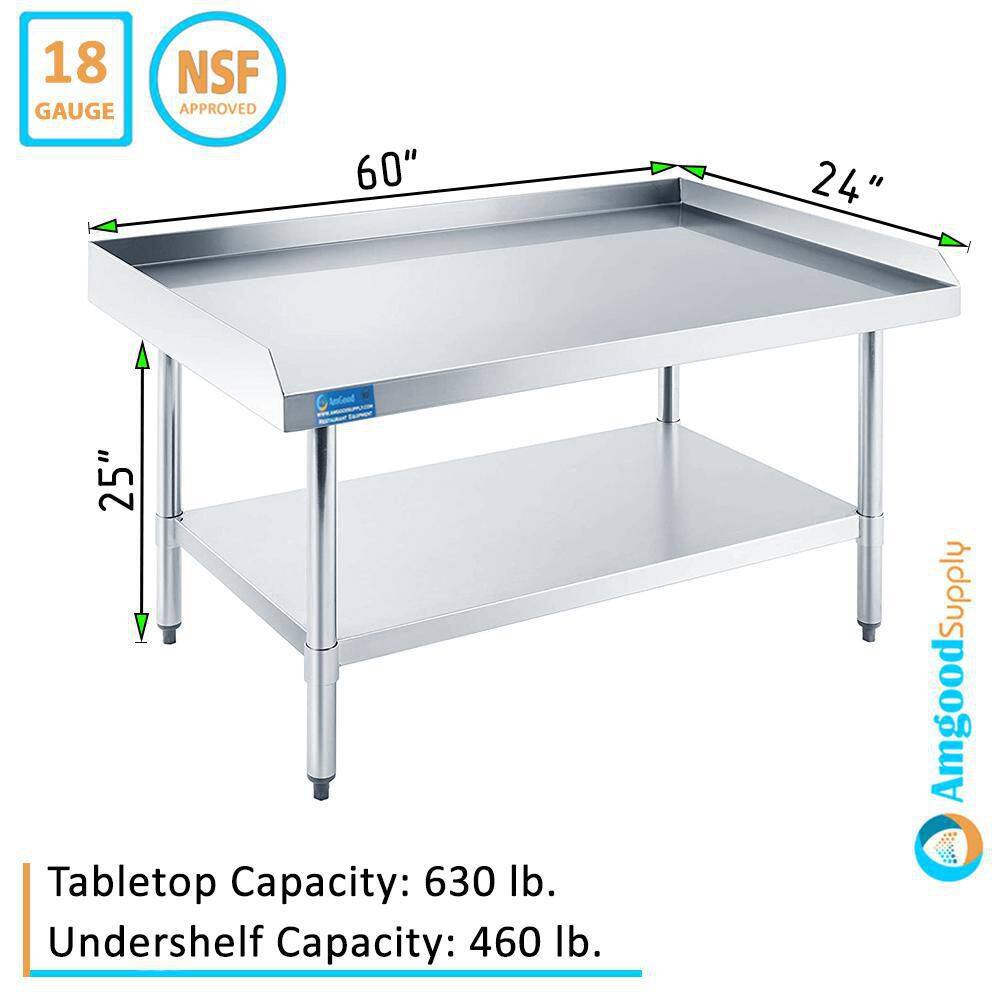 60" Stainless Steel Equipment Stand with Galvanized Undershelf