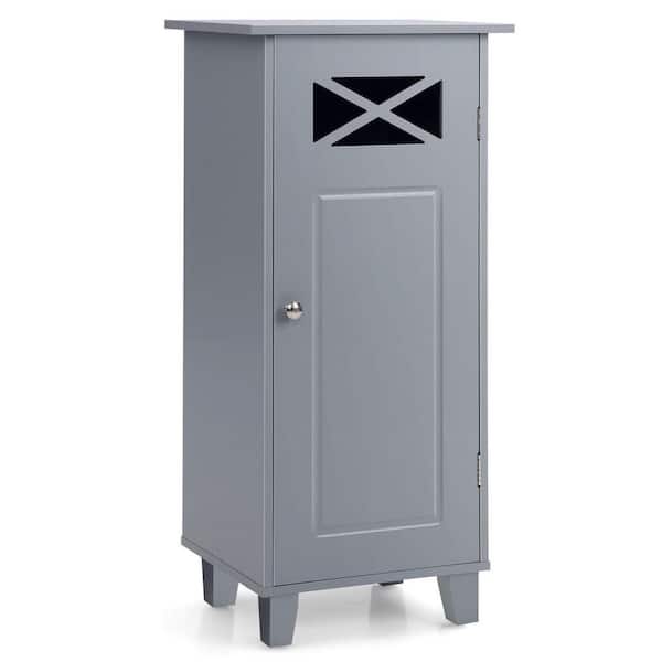 ANGELES HOME 15 in. W x 12 in. D x 32 in. H Gray Bathroom Free Standing Storage Linen Cabinet with Adjustable Shelf