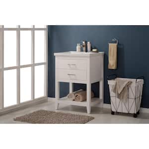 Cara 24 in. W x 18 in. D Bath Vanity in White with Porcelain Vanity Top in White with White Basin