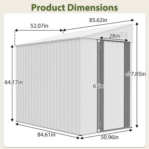 Sudzendf 4 ft. W x 7 ft. D White Metal Outdoor Storage Shed