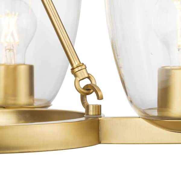 Progress Lighting Tamassee Collection 4-Light Brushed Gold Updated Traditional Chandelier with Clear Glass Shades for Dining Room