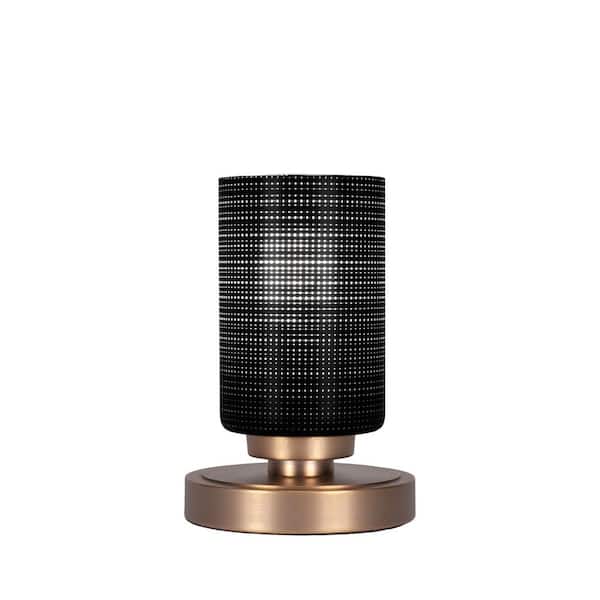 Quincy 8 in. New Age Brass Accent Lamp with Multicolored Glass Shade