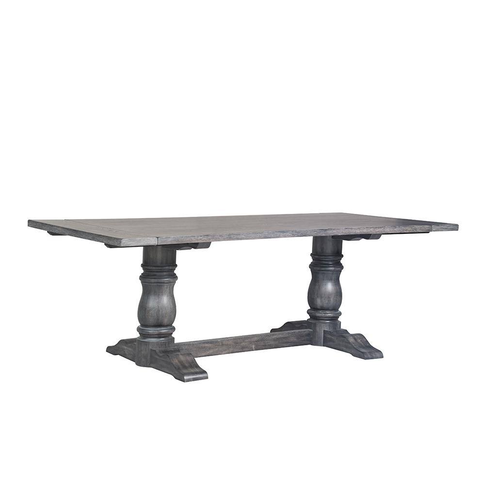 Rustic Weathered Gray Wood Rectangular Dining Table with Trestle Base