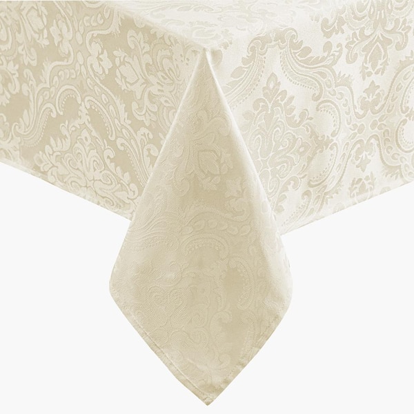 Threadmade Home Caiden Elegance Damask Tablecloth, Ivory - 52"W x 52"L Square