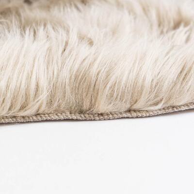 Serene Silky Faux Fur Fluffy Shag Rug Light Brown 6' x 9'