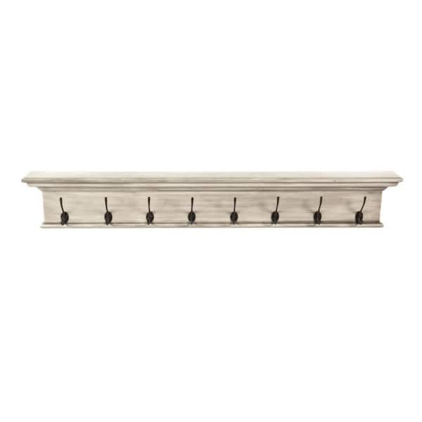 HomeRoots Charlie 51.18 in. White Rustic Wall-Mounted with Shelf