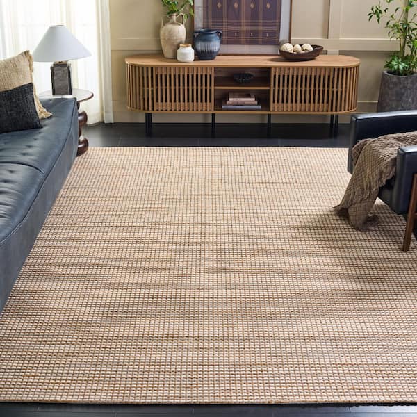 Natural Fiber 11 ft. x 15 ft. Natural/Ivory Solid Woven Area Rug